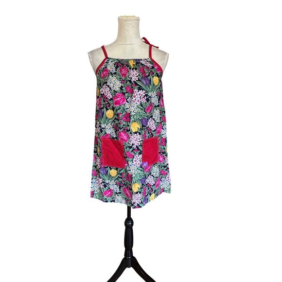 Handmade Floral Apron Dress Red Pockets By Dress A Girl Around The World - Picture 1 of 10